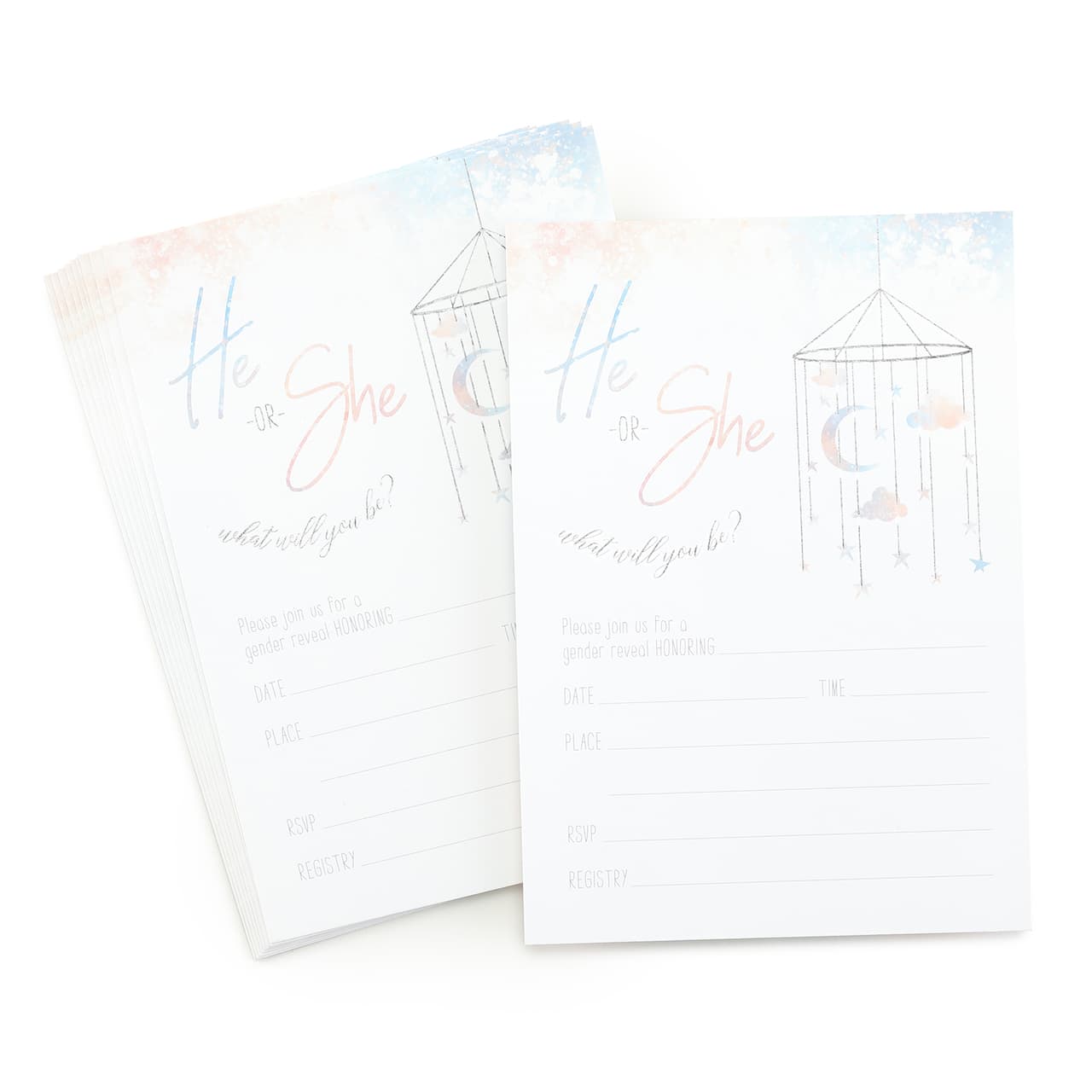 Hortense B. Hewitt Co. 5" x 7" Moon & Stars Baby Shower Blank Invitations & Envelopes, 25ct.
